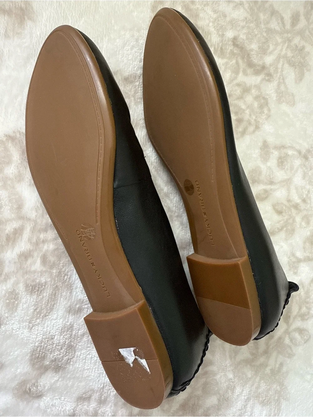 NEW Lucky Brand Black Leather Slip-On Ballet Flats